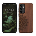 kwmobile Handyhülle für Samsung Galaxy A55 5G Hülle Holz - Case mit TPU Bumper - Stoßfestes Hardcase - Schutzhülle Cover in Dunkelbraun Dunkelbraun  [dsg01]