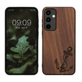 kwmobile Handyhülle für Samsung Galaxy A55 5G Hülle Holz - Case mit TPU Bumper - Stoßfestes Hardcase - Schutzhülle Cover in Dunkelbraun Dunkelbraun  [dsg04]