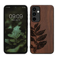 kwmobile Handyhülle für Samsung Galaxy A55 5G Hülle Holz - Case mit TPU Bumper - Stoßfestes Hardcase - Schutzhülle Cover in Dunkelbraun Dunkelbraun  [dsg05]