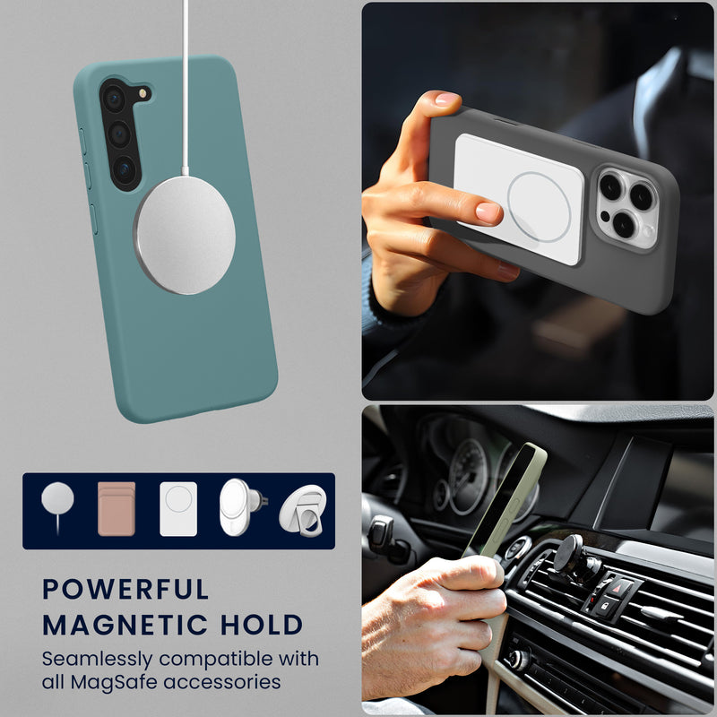 kwmobile Hülle kompatibel mit Samsung Galaxy S23 Hülle - magnetisches Silikon Case kompatibel mit MagSafe - Cover gummiert
