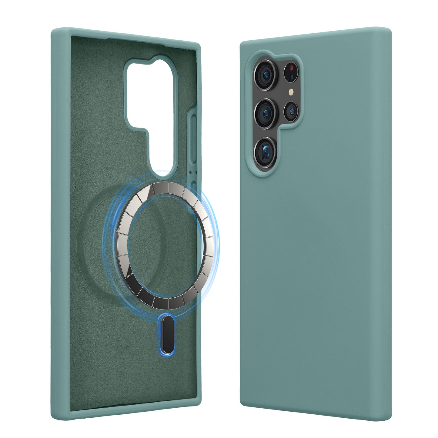 kwmobile Hülle kompatibel mit Samsung Galaxy S24 Ultra Hülle - magnetisches Silikon Case kompatibel mit MagSafe - Cover gummiert Arctic Night Arctic Night  