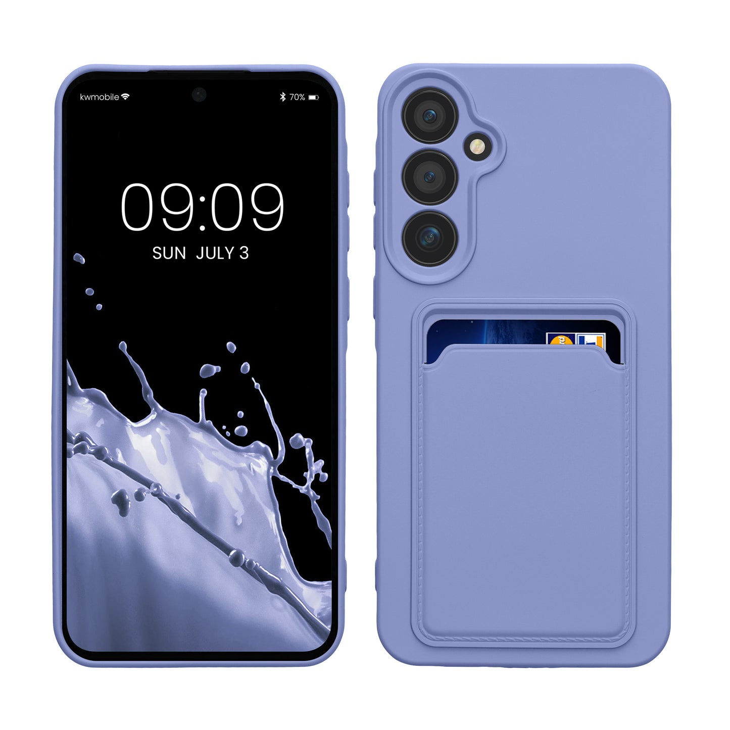 kwmobile Handyhülle für Samsung Galaxy A55 5G Hülle mit Kartenfach - TPU Case - Kabelloses Laden - Schutzhülle Cover in Lavendel Lavendel  