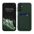 kwmobile Handyhülle für Samsung Galaxy A15 5G Hülle mit Kartenfach - TPU Case - Kabelloses Laden - Schutzhülle Cover in Dunkelgrün Dunkelgrün  