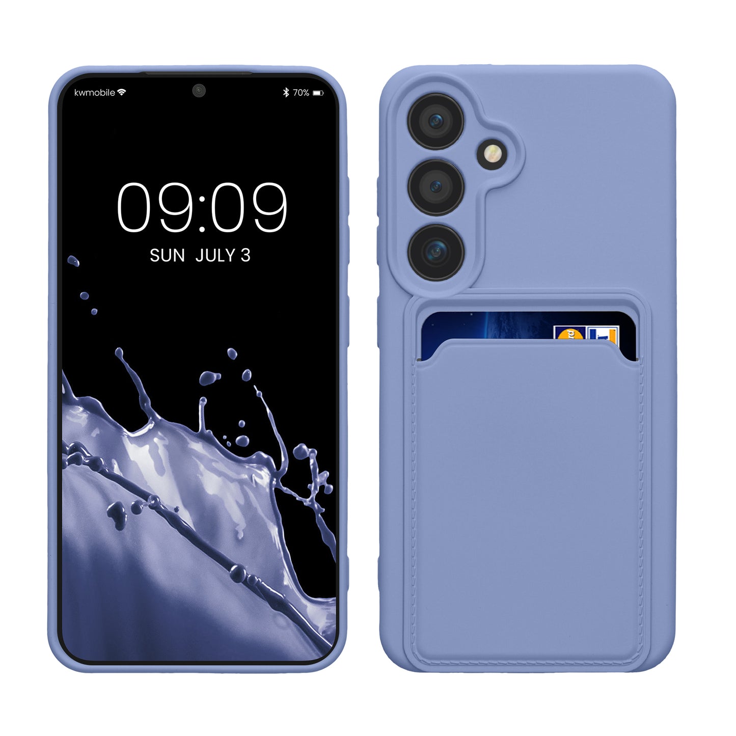 kwmobile Handyhülle für Samsung Galaxy S24 Hülle mit Kartenfach - TPU Case - Kabelloses Laden - Schutzhülle Cover in Lavendel Lavendel  
