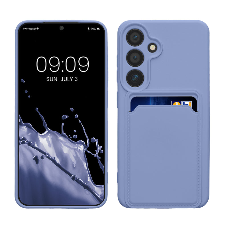 kwmobile Handyhülle für Samsung Galaxy S24 Hülle mit Kartenfach - TPU Case - Kabelloses Laden - Schutzhülle Cover in Lavendel Lavendel  
