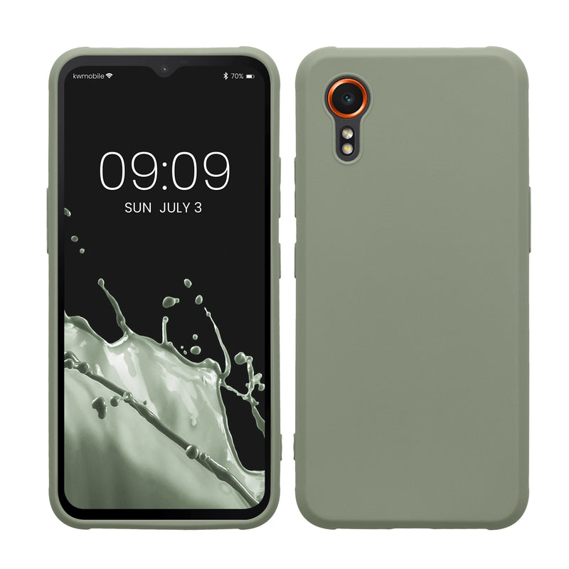 kwmobile Handyhülle für Samsung Galaxy Xcover7 Hülle - TPU Case - Kabelloses Laden - Schutzhülle Cover in Graugrün Graugrün  
