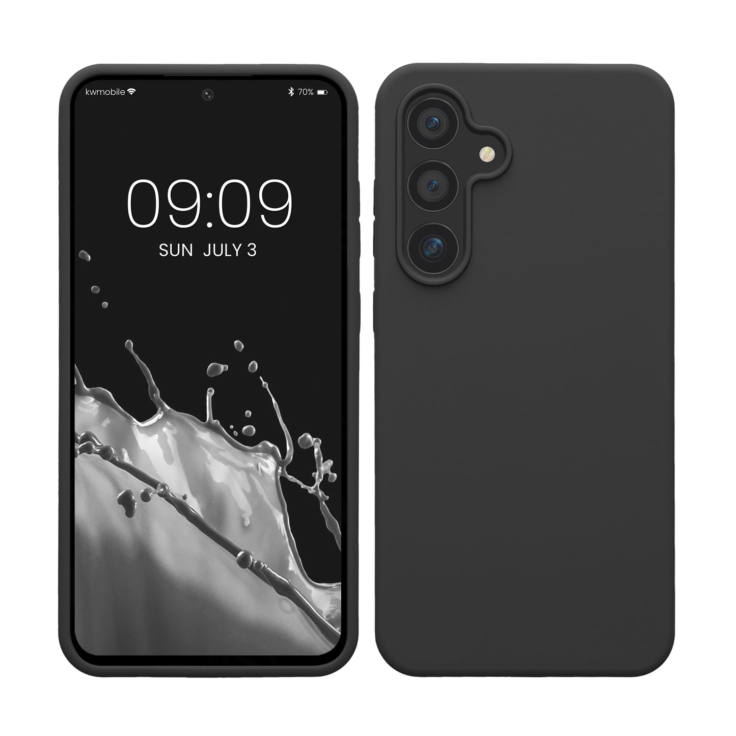 kwmobile Handyhülle für Samsung Galaxy S24 FE Hülle - Case Silikon - Kabelloses Laden - Schutzhülle Cover in Dunkelgrau Dunkelgrau  