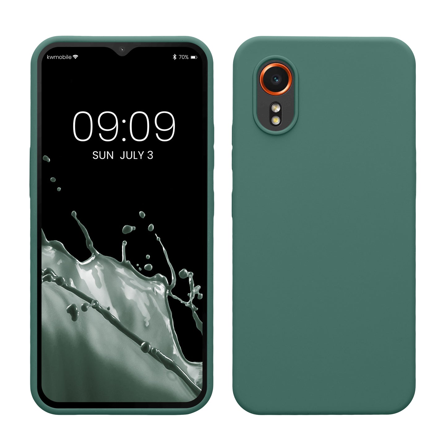 kwmobile Handyhülle für Samsung Galaxy Xcover7 Hülle - Case Silikon - Kabelloses Laden - Schutzhülle Cover in Tannengrün Tannengrün  