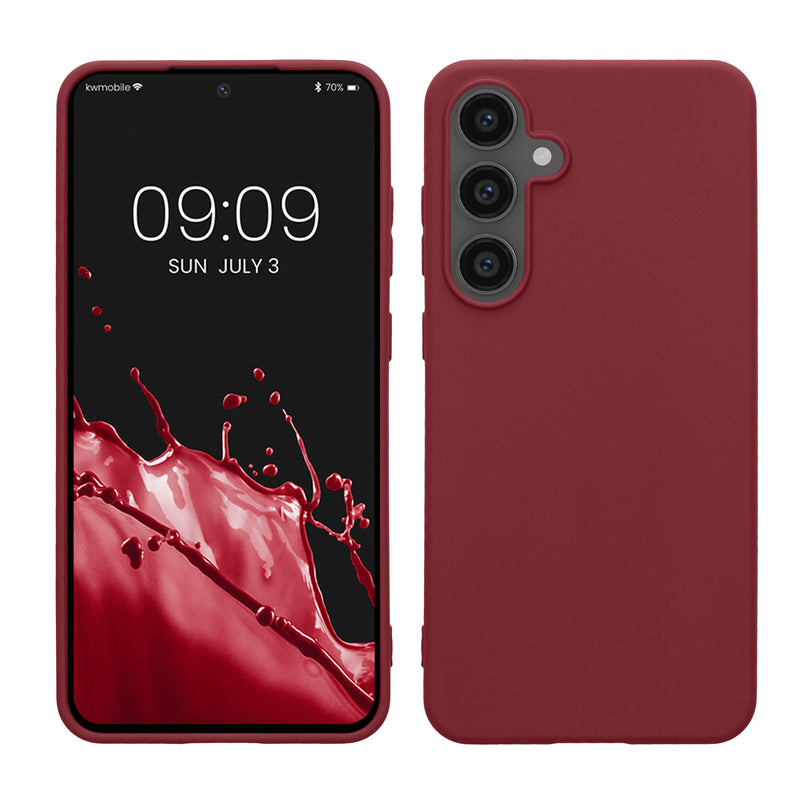 kwmobile Handyhülle für Samsung Galaxy S24 FE Hülle - TPU Case - Kabelloses Laden - Schutzhülle Cover in Bordeaux Violett Bordeaux Violett  