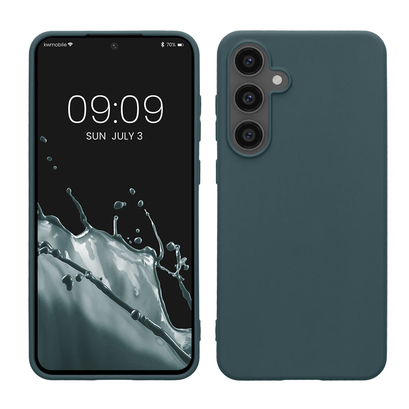 kwmobile Handyhülle für Samsung Galaxy S24 FE Hülle - TPU Case - Kabelloses Laden - Schutzhülle Cover in Dunkler Schiefer Dunkler Schiefer  