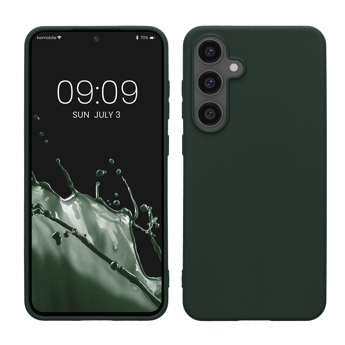 kwmobile Handyhülle für Samsung Galaxy S24 FE Hülle - TPU Case - Kabelloses Laden - Schutzhülle Cover in Moosgrün Moosgrün  