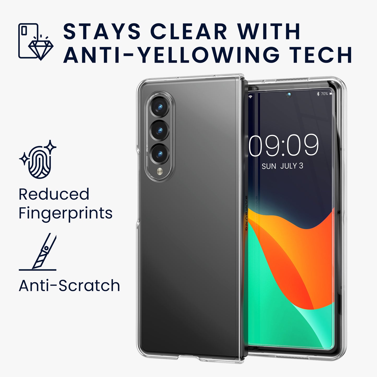 kwmobile Hülle kompatibel mit Samsung Galaxy Z Fold4 Case - Faltbare Handyhülle mit Rahmen - Robustes Cover