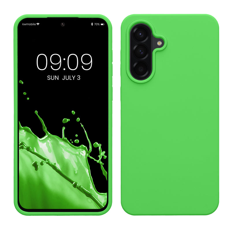 kwmobile Handyhülle für Samsung Galaxy A56 5G Hülle - Case Silikon - Kabelloses Laden - Schutzhülle Cover in Limettengrün Limettengrün  