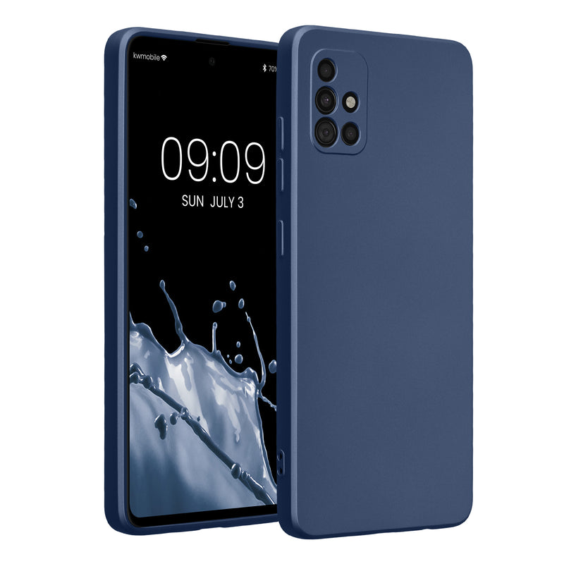 kwmobile Handyhülle für Samsung Galaxy A51 Hülle - weiche Silikon Case metallisch schimmernd - Schutzhülle Cover - Metallic Blau Metallic Blau  