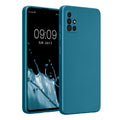 kwmobile Handyhülle für Samsung Galaxy A51 Hülle - weiche Silikon Case metallisch schimmernd - Schutzhülle Cover - Metallic Karibikblau Metallic Karibikblau  