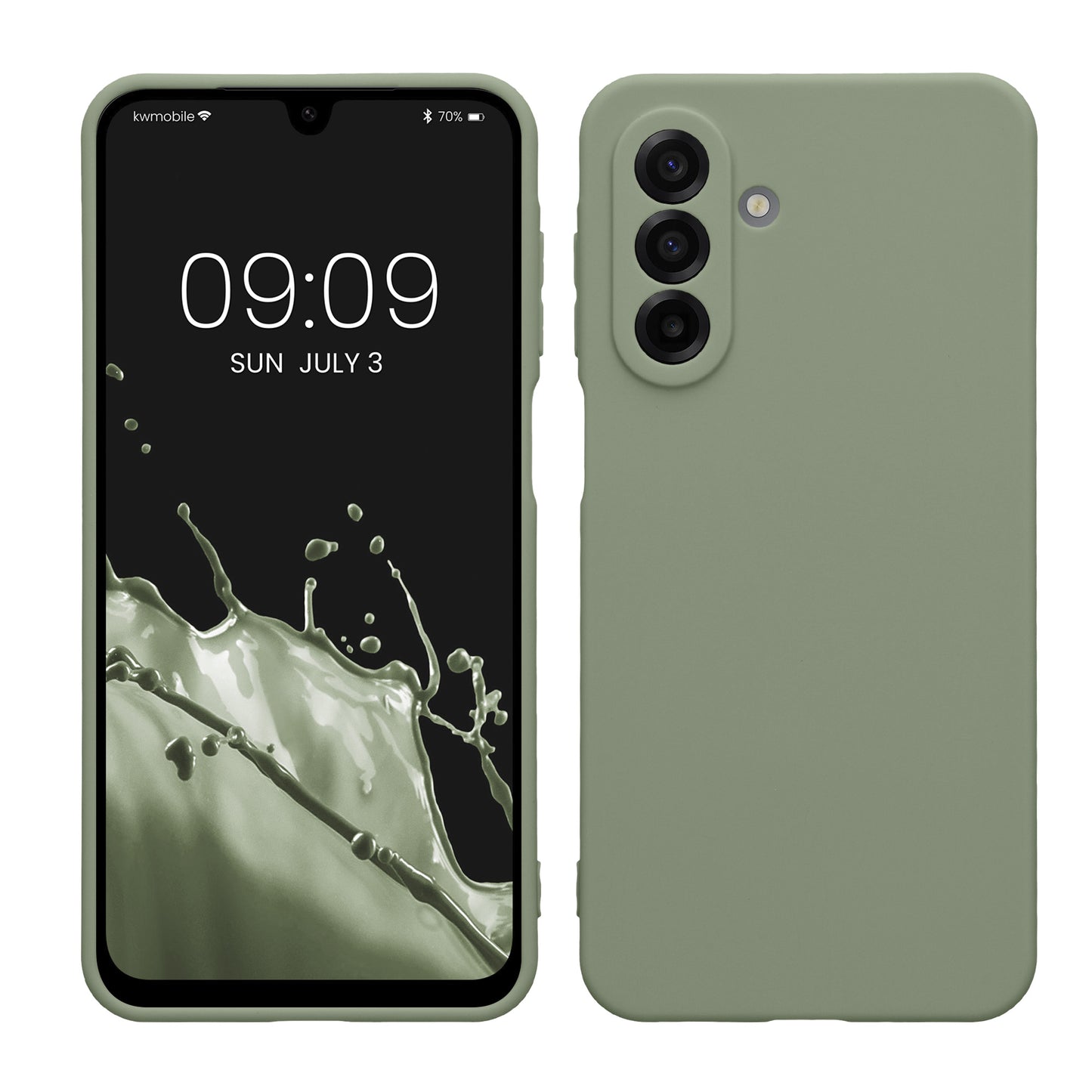 kwmobile Handyhülle für Samsung Galaxy A17 4G / 5G Hülle - weiches Handy Silikon Case - Schutzhülle Cover - Graugrün Graugrün  