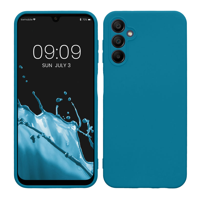 kwmobile Handyhülle für Samsung Galaxy A14 5G Hülle - weiches Handy Silikon Case - Schutzhülle Cover - Karibikblau Karibikblau  