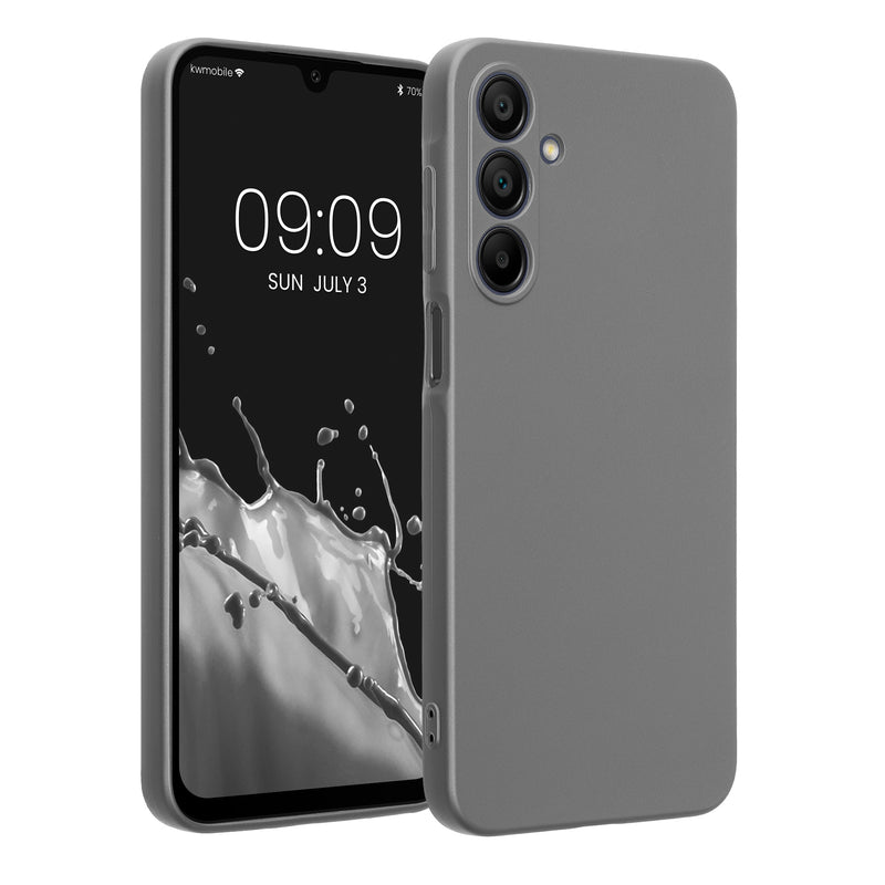 kwmobile Handyhülle für Samsung Galaxy A16 5G Hülle - weiche Silikon Case metallisch schimmernd - Schutzhülle Cover - Metallic Grau Metallic Grau  