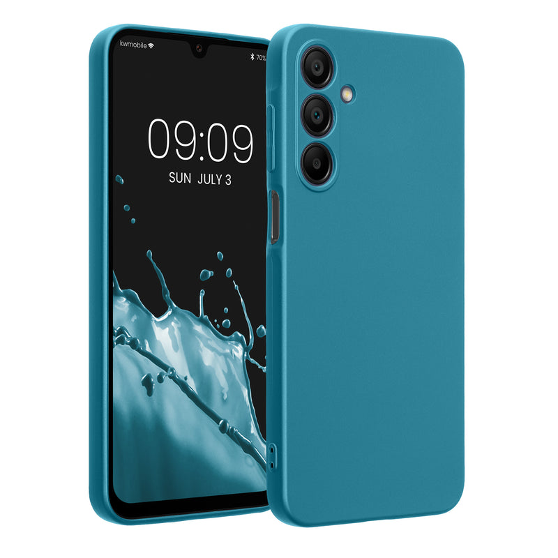 kwmobile Handyhülle für Samsung Galaxy A16 5G Hülle - weiche Silikon Case metallisch schimmernd - Schutzhülle Cover - Metallic Karibikblau Metallic Karibikblau  