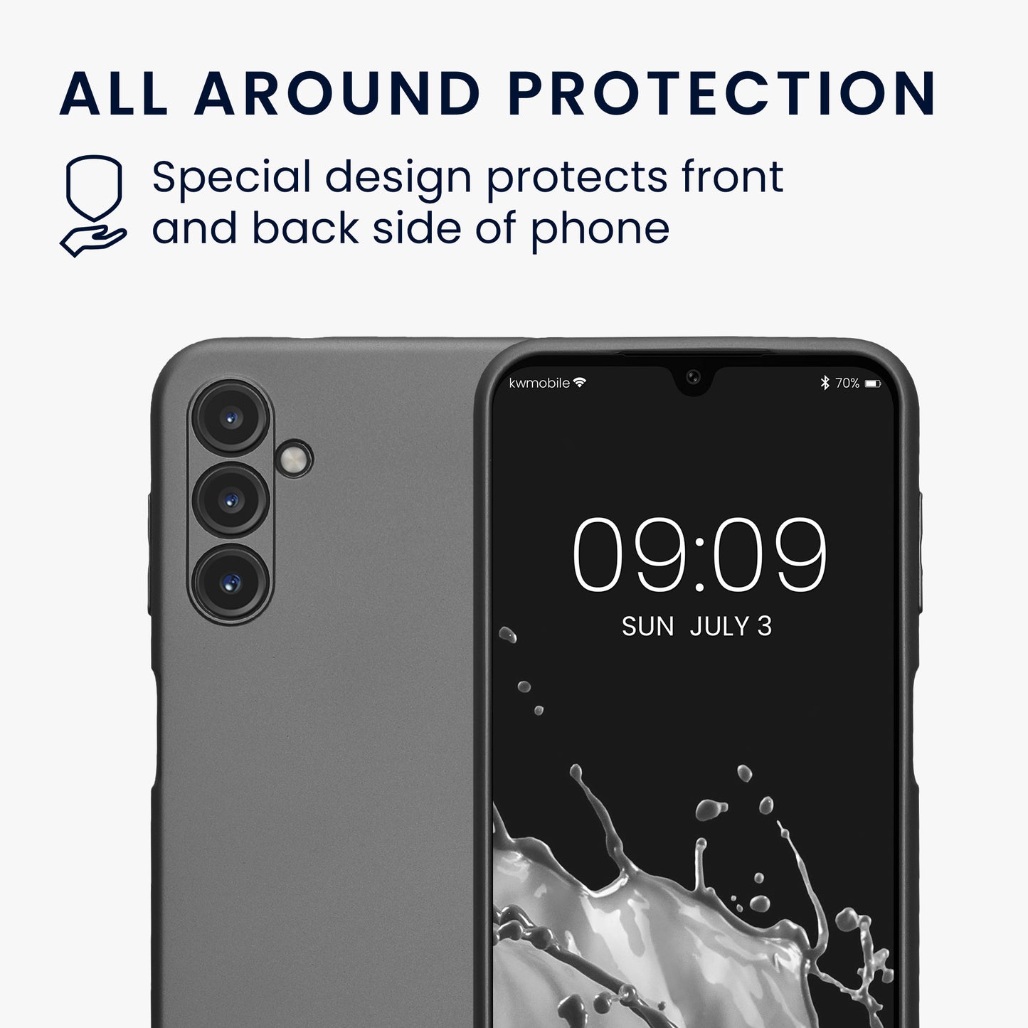 kwmobile Handyhülle für Samsung Galaxy A14 5G Hülle - weiche Silikon Case metallisch schimmernd - Schutzhülle Cover