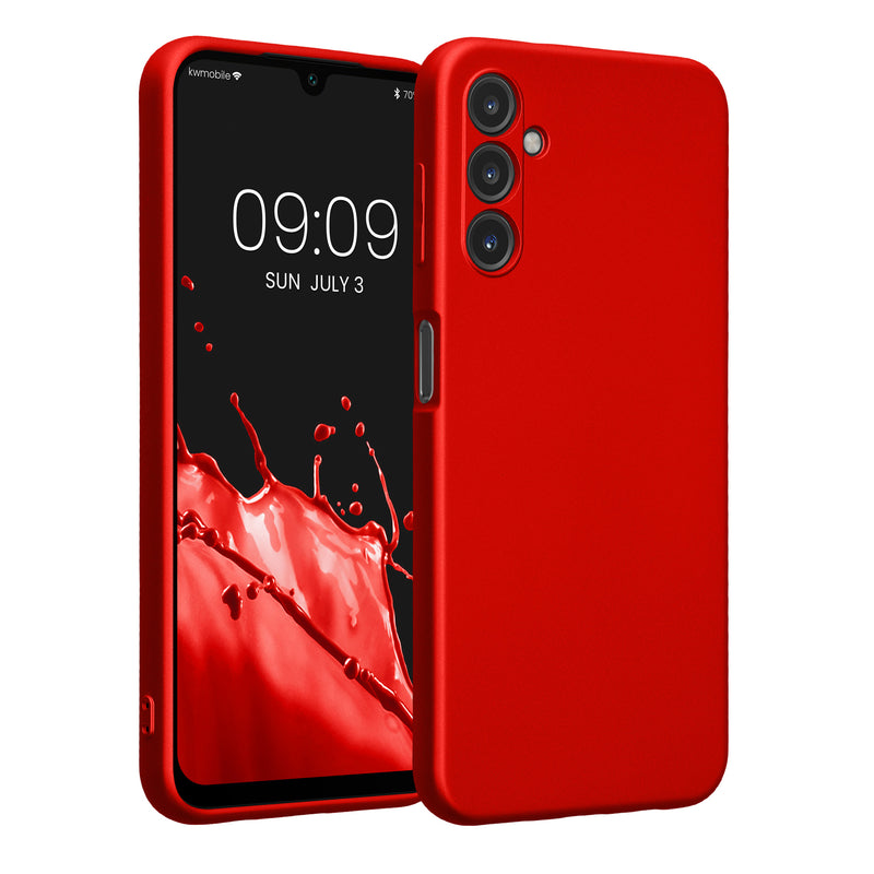 kwmobile Handyhülle für Samsung Galaxy A14 5G Hülle - weiche Silikon Case metallisch schimmernd - Schutzhülle Cover - Metallic Dunkelrot Metallic Dunkelrot  
