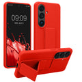 kwmobile Handyhülle für Samsung Galaxy S26 Hülle - TPU Silikon Case mit Fingerhalter und Stand - Schutzhülle Cover in Rot Rot