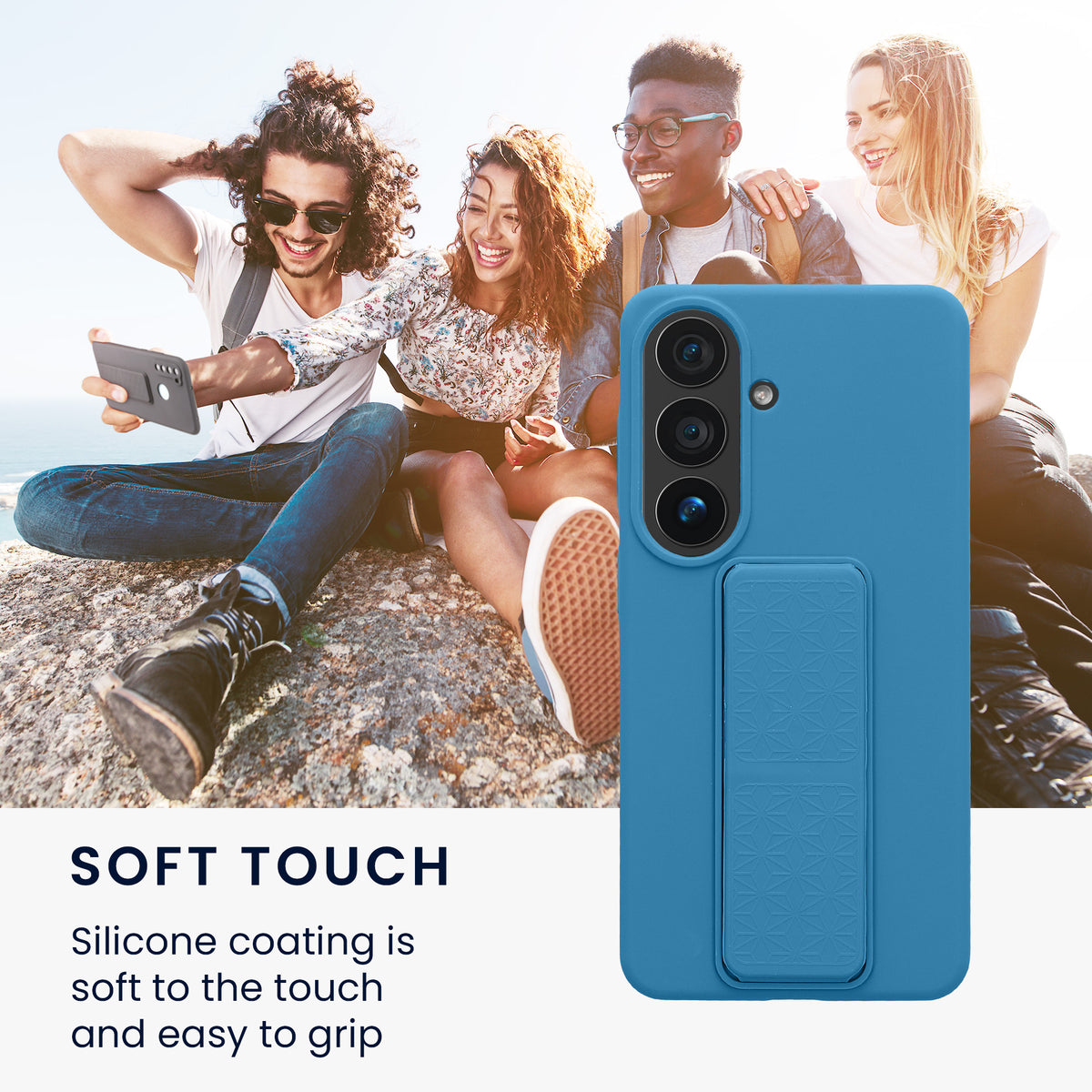 kwmobile Handyhülle für Samsung Galaxy S26 Hülle - TPU Silikon Case mit Fingerhalter und Stand - Schutzhülle Cover in Karibikblau Karibikblau