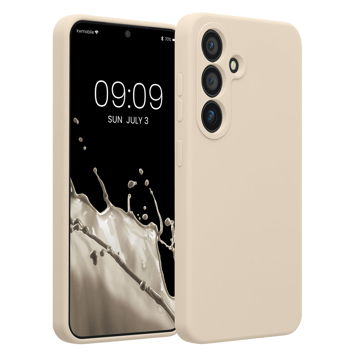 Samsung Galaxy S25 Silikon Handyhülle Creme matt