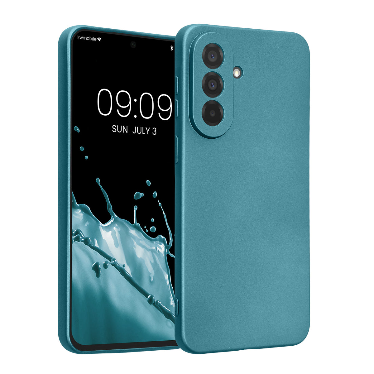 Samsung Galaxy A37 5G Silikon Handyhülle metallisch Metallic Karibikblau