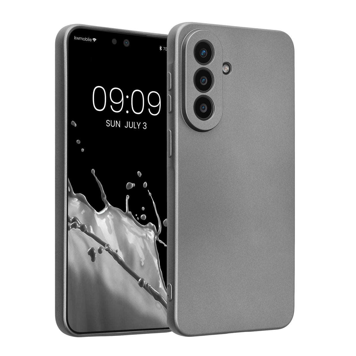 Samsung Galaxy A57 5G Silikon Handyhülle metallisch Metallic Grau