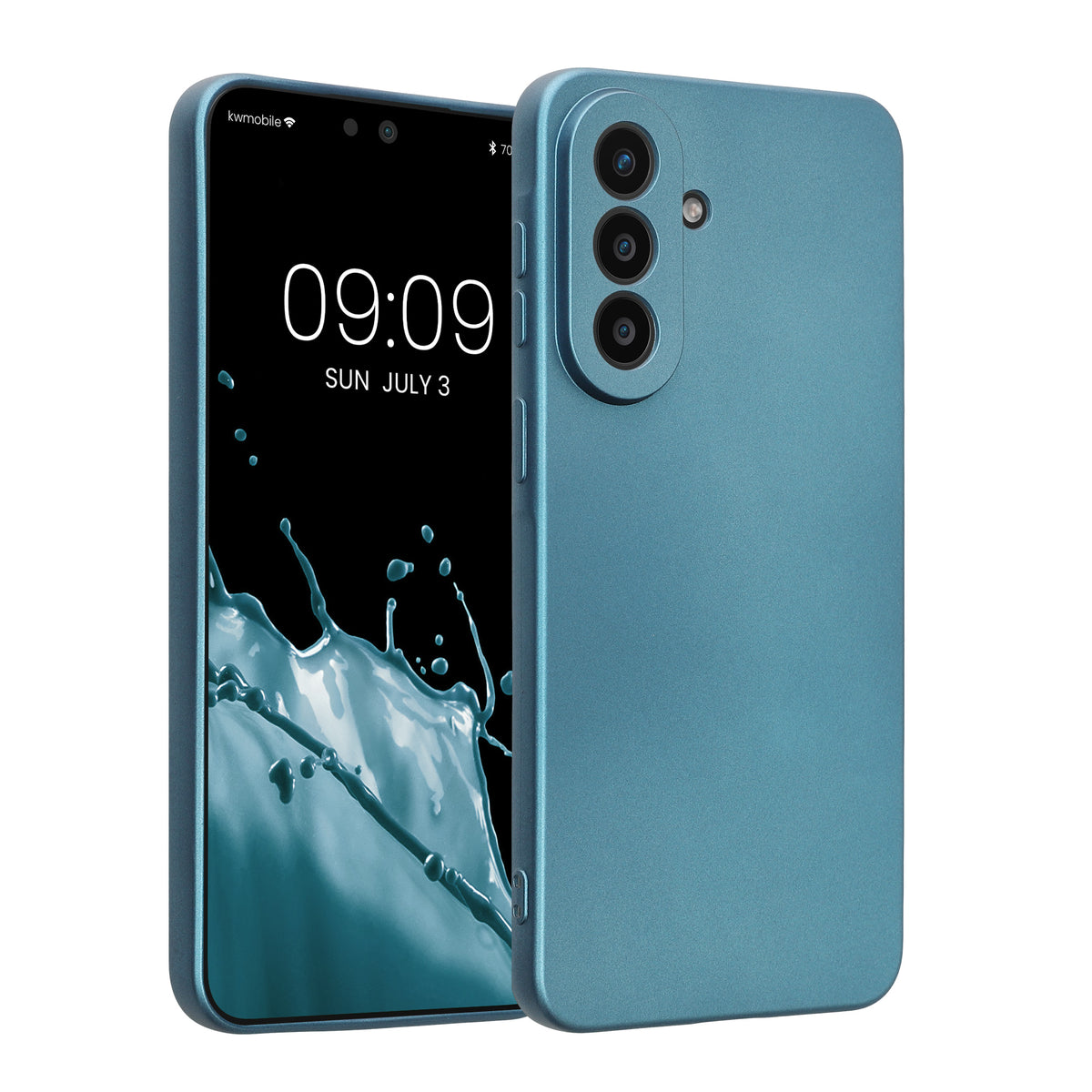 Samsung Galaxy A57 5G Silikon Handyhülle metallisch Metallic Karibikblau