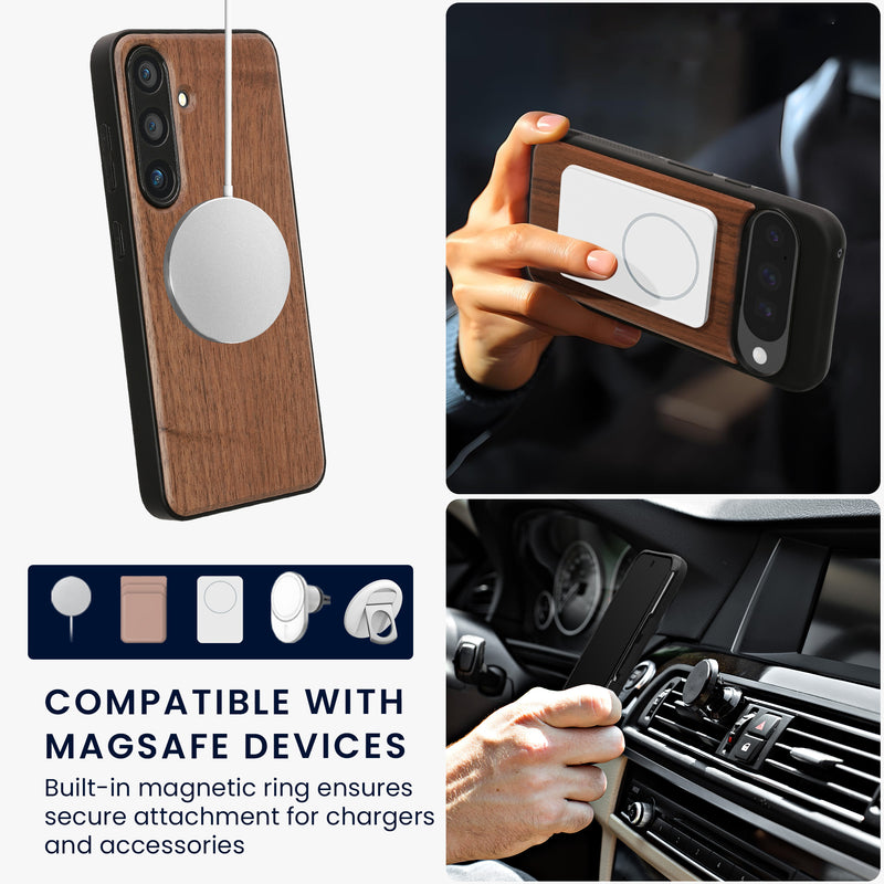 Samsung Galaxy S25 Holz Handyhülle mit MagSafe Dunkelbraun KWM000022AF001C