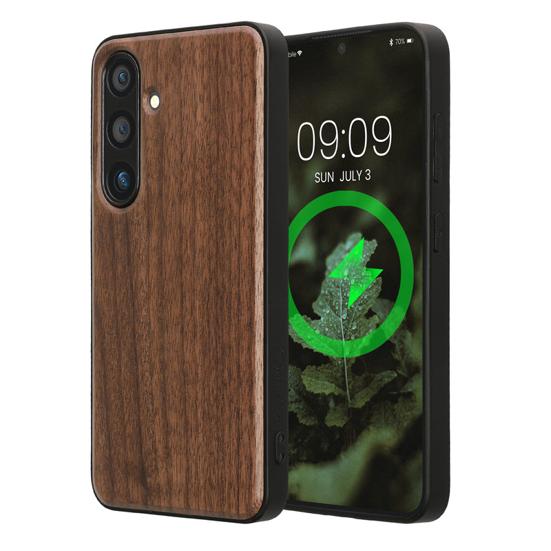 Samsung Galaxy S24 Holz Handyhülle mit MagSafe Dunkelbraun