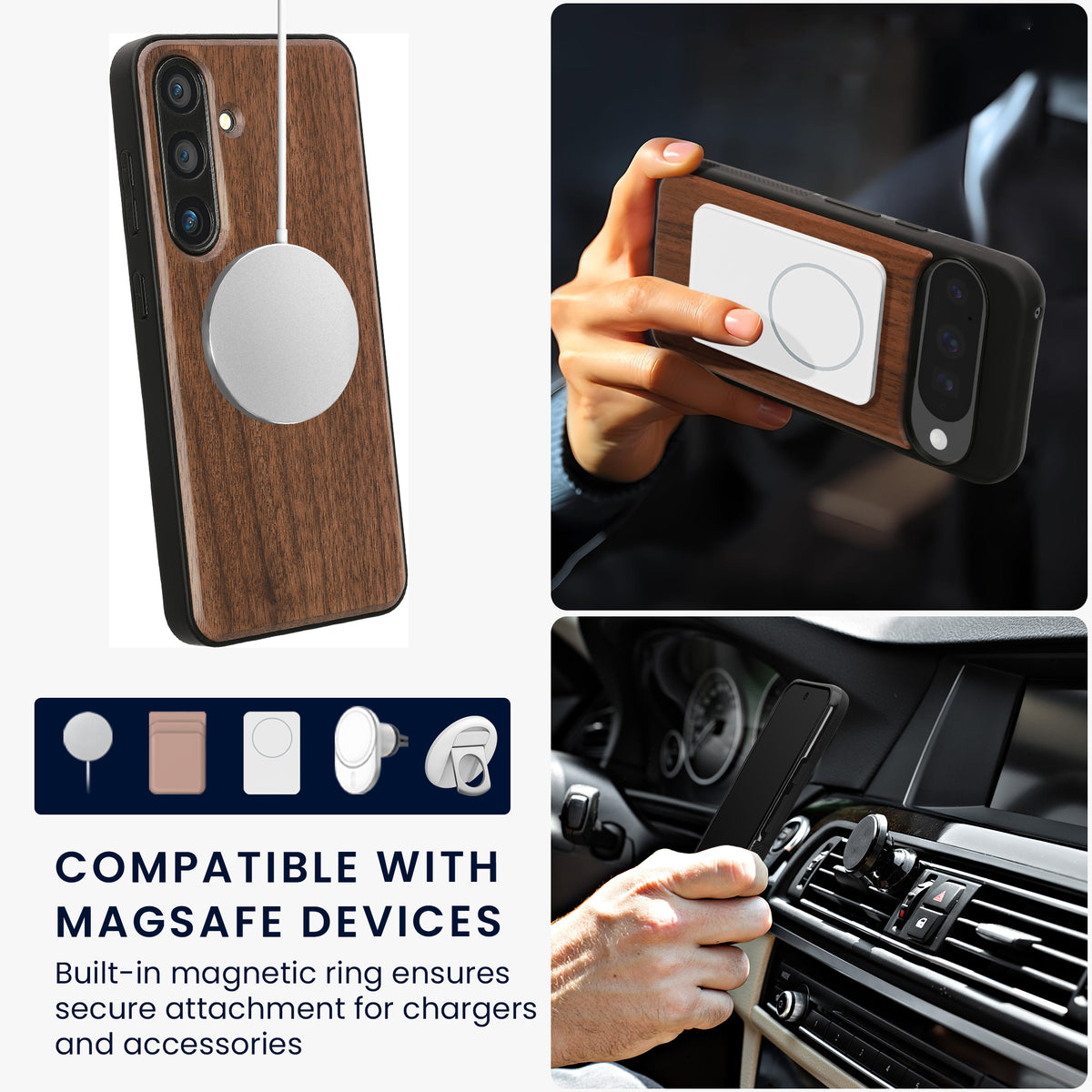 Samsung Galaxy S24 Holz Handyhülle mit MagSafe Dunkelbraun KWM000022AG001C