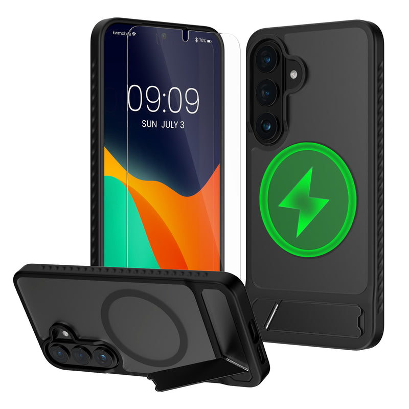 Samsung Galaxy S26 Handyhülle mit MagSafe mit Ständer + Schutzglas Schwarz KWM000022BH001C