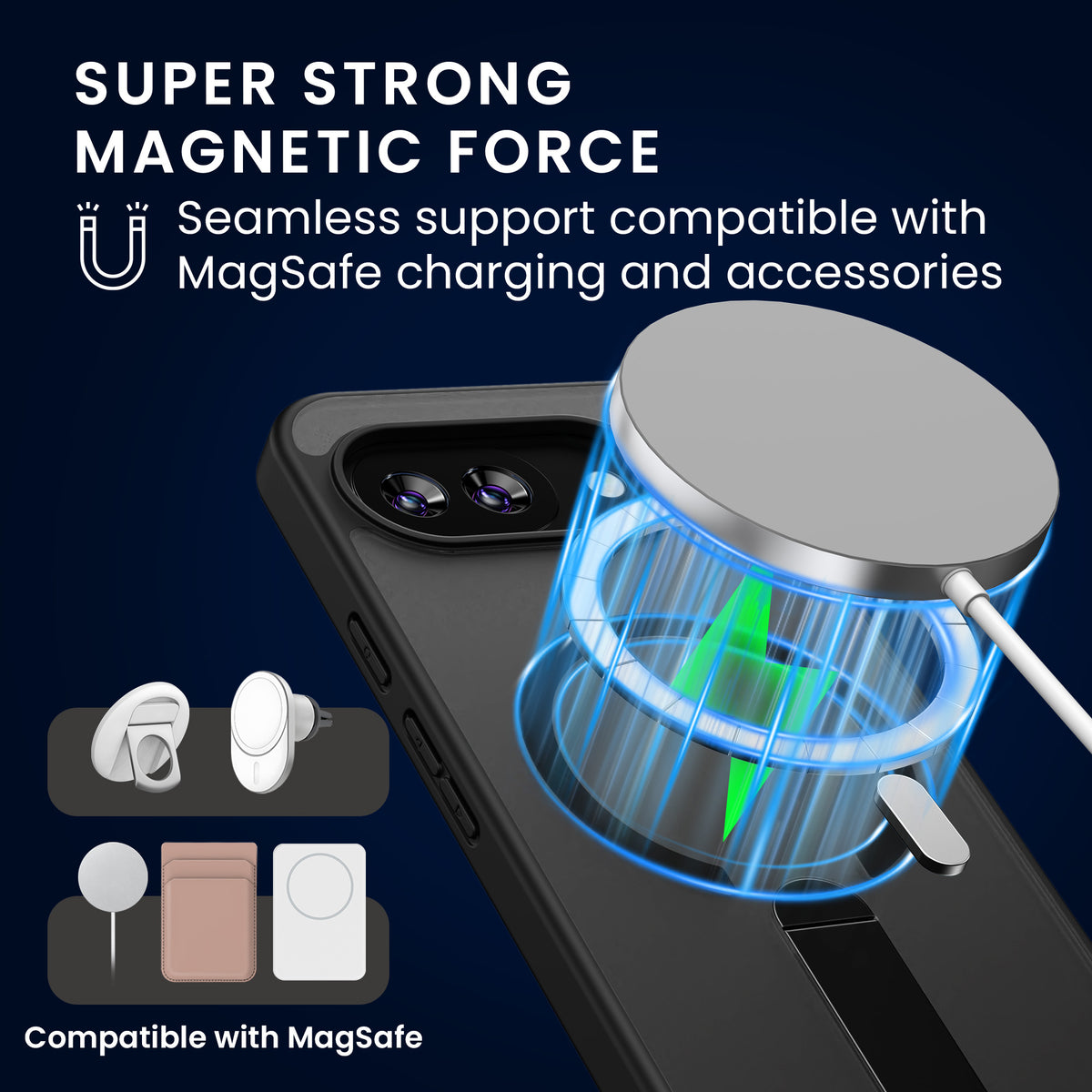Samsung Galaxy S26 Handyhülle mit MagSafe mit Ständer + Schutzglas Schwarz KWM000022BH001C