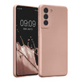 kwmobile Handyhülle für Samsung Galaxy S21 Hülle - weiche Silikon Case metallisch schimmernd - Schutzhülle Cover - Metallic Rosegold Metallic Rosegold
