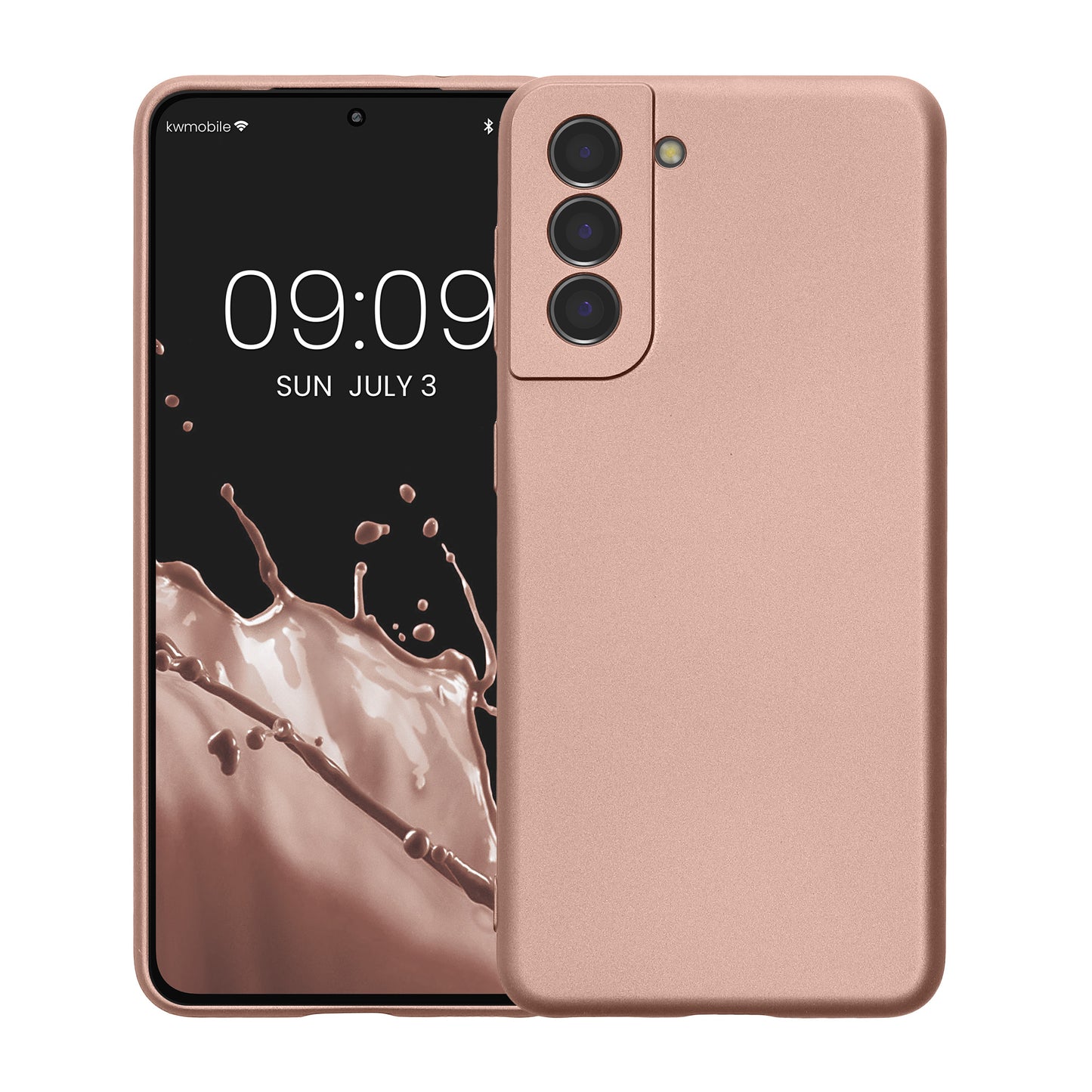 kwmobile Handyhülle für Samsung Galaxy S21 Hülle - weiche Silikon Case metallisch schimmernd - Schutzhülle Cover - Metallic Rosegold Metallic Rosegold