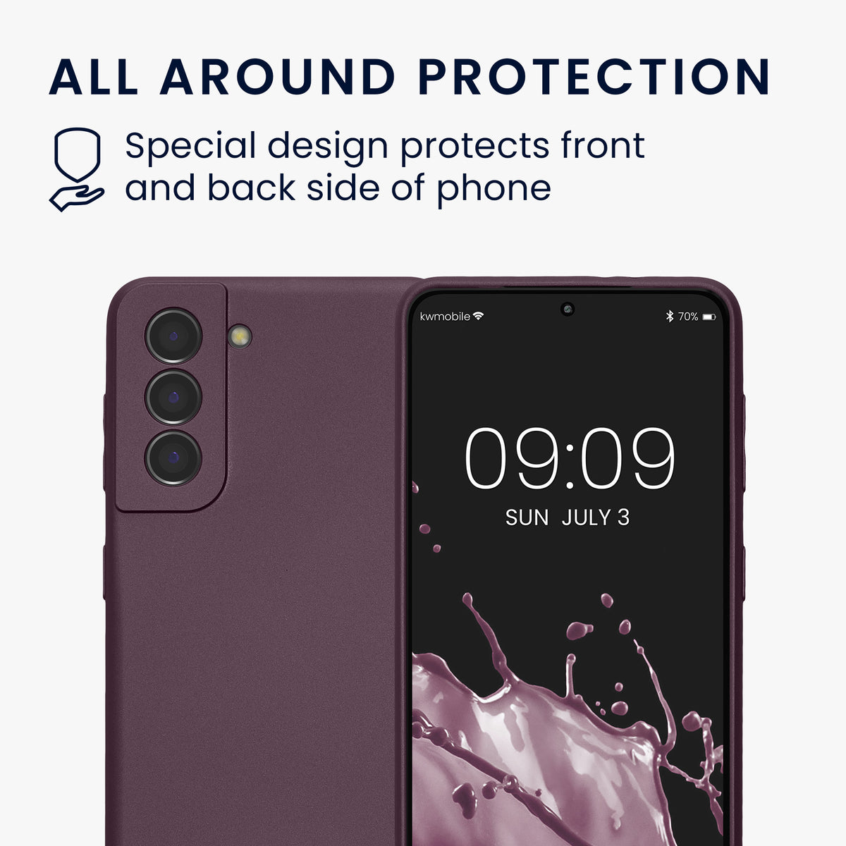 kwmobile Handyhülle für Samsung Galaxy S21 Hülle - weiche Silikon Case metallisch schimmernd - Schutzhülle Cover - Metallic Brombeere Metallic Brombeere