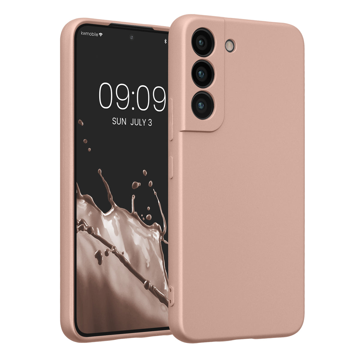 kwmobile Handyhülle für Samsung Galaxy S22 Hülle - weiche Silikon Case metallisch schimmernd - Schutzhülle Cover - Metallic Rosegold Metallic Rosegold