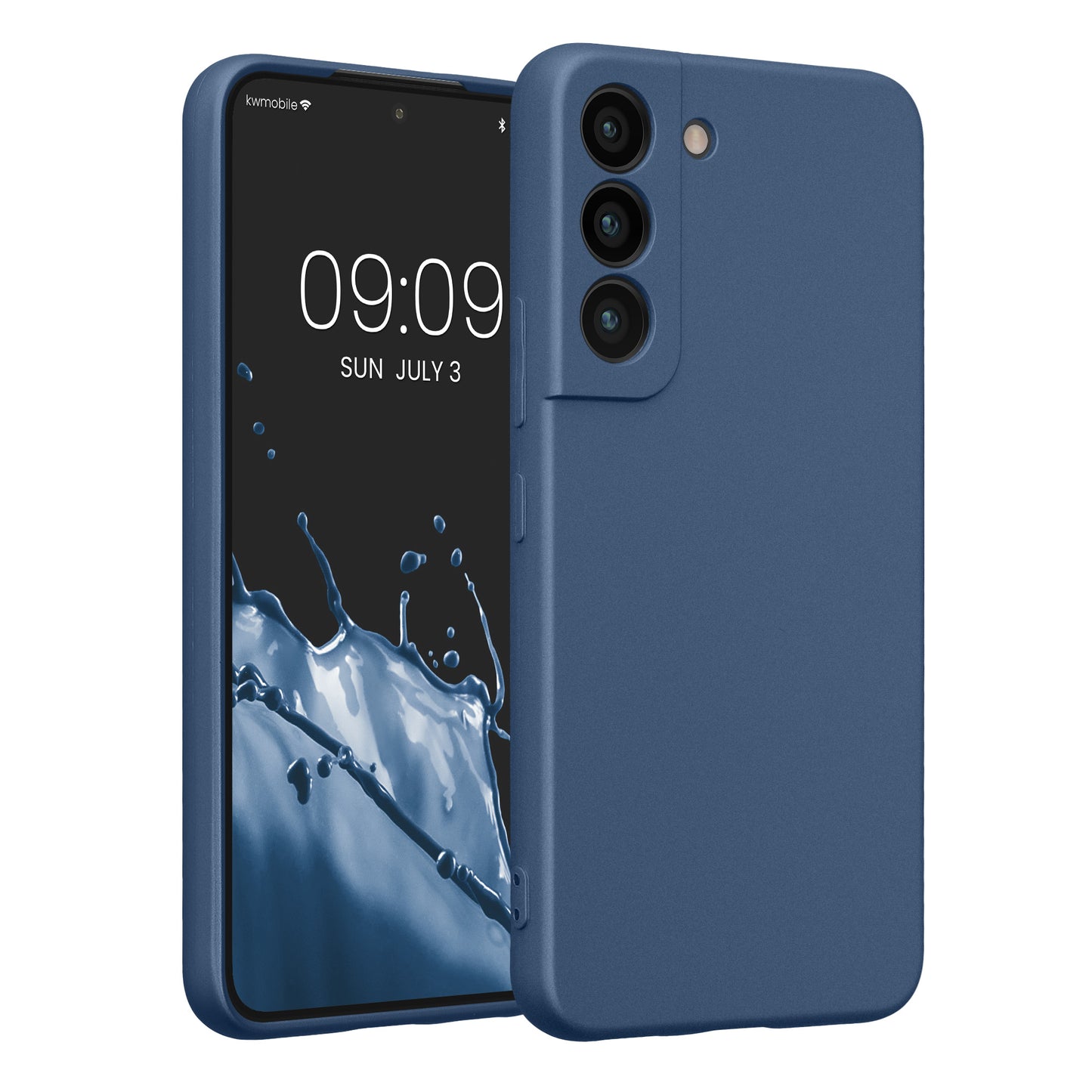 kwmobile Handyhülle für Samsung Galaxy S22 Hülle - weiche Silikon Case metallisch schimmernd - Schutzhülle Cover - Metallic Blau Metallic Blau