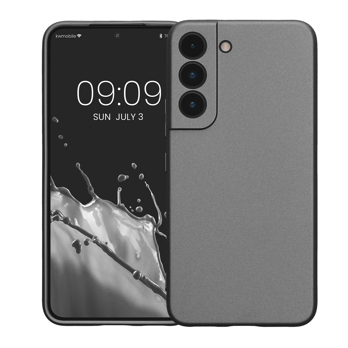 kwmobile Handyhülle für Samsung Galaxy S22 Hülle - weiche Silikon Case metallisch schimmernd - Schutzhülle Cover - Metallic Grau Metallic Grau