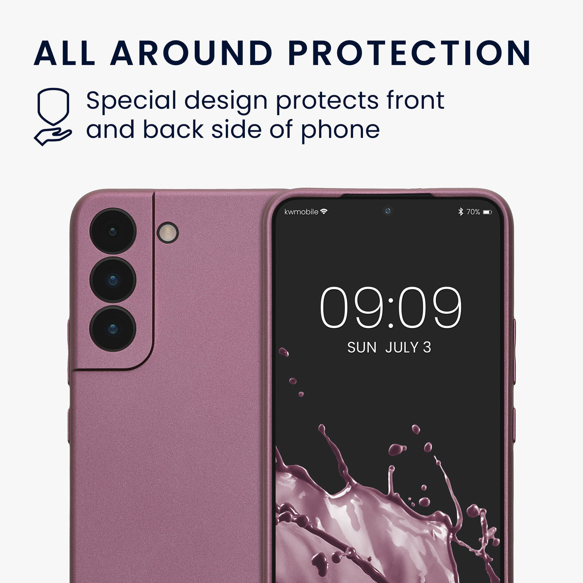 kwmobile Handyhülle für Samsung Galaxy S22 Hülle - weiche Silikon Case metallisch schimmernd - Schutzhülle Cover - Metallic Lavendel Metallic Lavendel