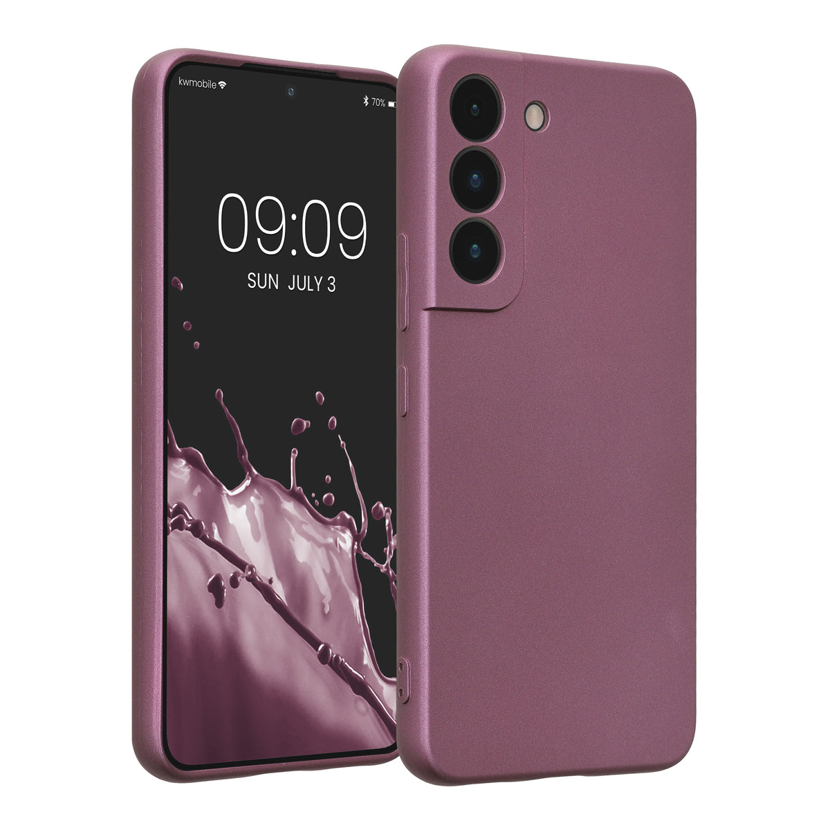kwmobile Handyhülle für Samsung Galaxy S22 Hülle - weiche Silikon Case metallisch schimmernd - Schutzhülle Cover - Metallic Lavendel Metallic Lavendel