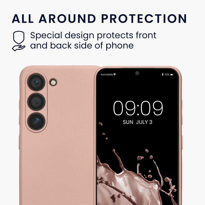 kwmobile Handyhülle für Samsung Galaxy S23 Hülle - weiche Silikon Case metallisch schimmernd - Schutzhülle Cover - Metallic Rosegold Metallic Rosegold