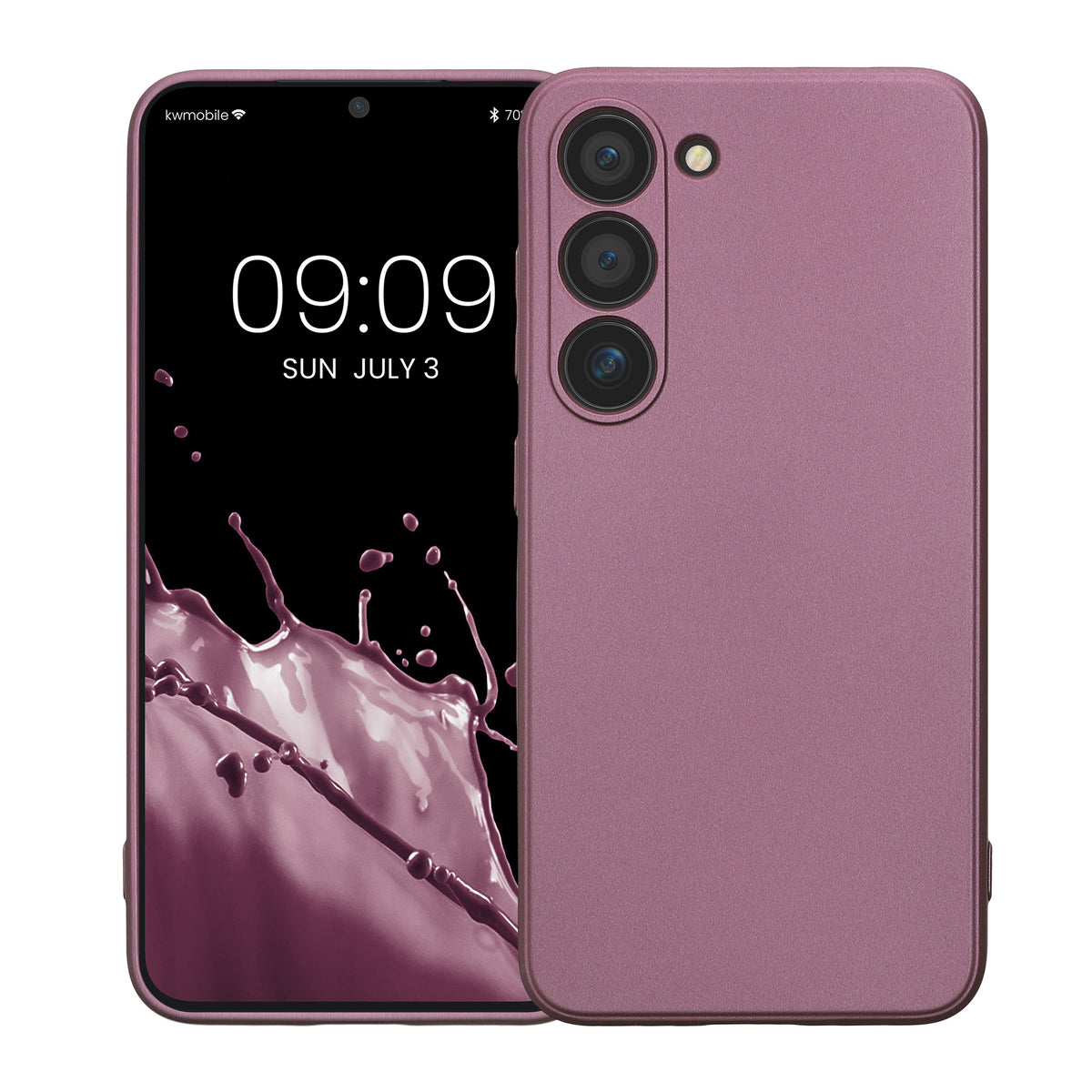 kwmobile Handyhülle für Samsung Galaxy S23 Hülle - weiche Silikon Case metallisch schimmernd - Schutzhülle Cover - Metallic Lavendel Metallic Lavendel