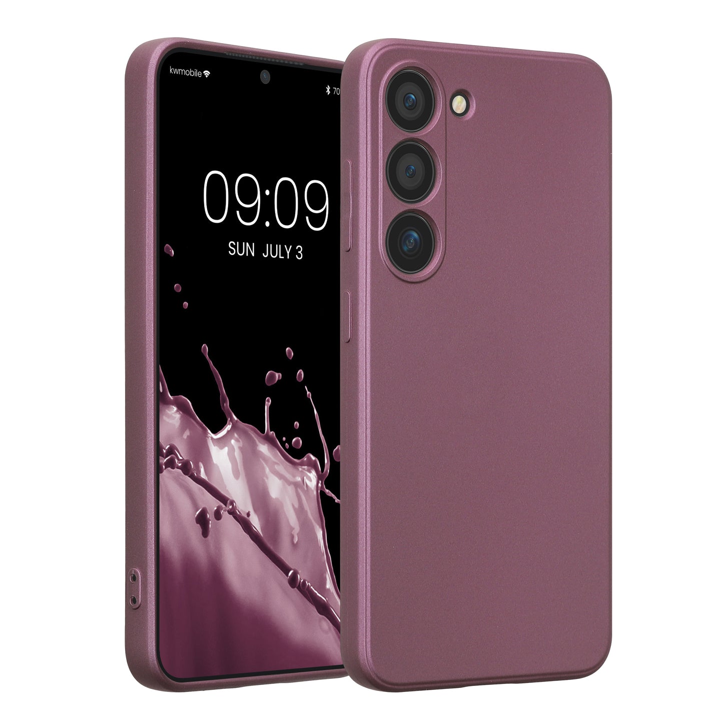 kwmobile Handyhülle für Samsung Galaxy S23 Hülle - weiche Silikon Case metallisch schimmernd - Schutzhülle Cover - Metallic Lavendel Metallic Lavendel