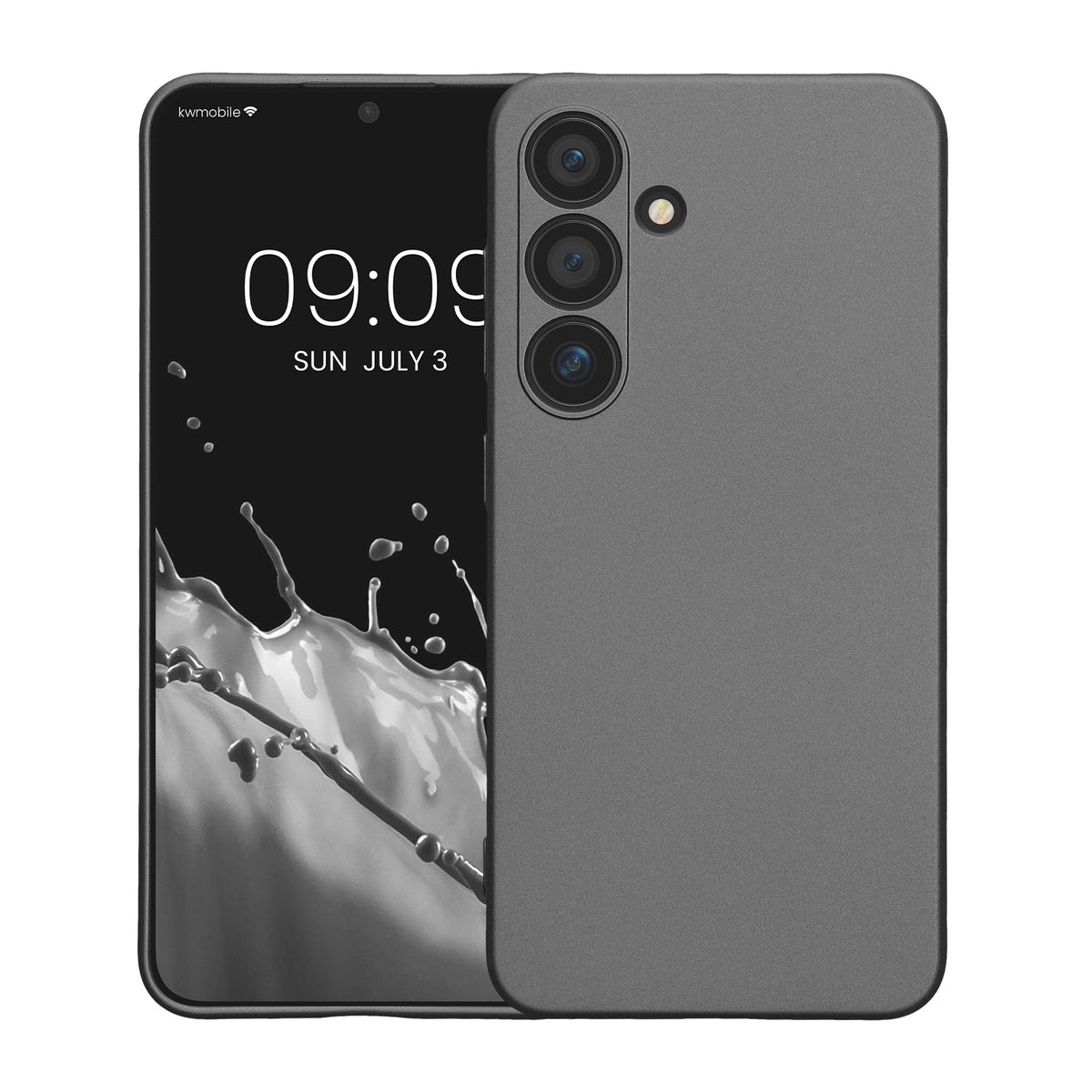kwmobile Handyhülle für Samsung Galaxy S24 Hülle - weiche Silikon Case metallisch schimmernd - Schutzhülle Cover - Metallic Grau Metallic Grau