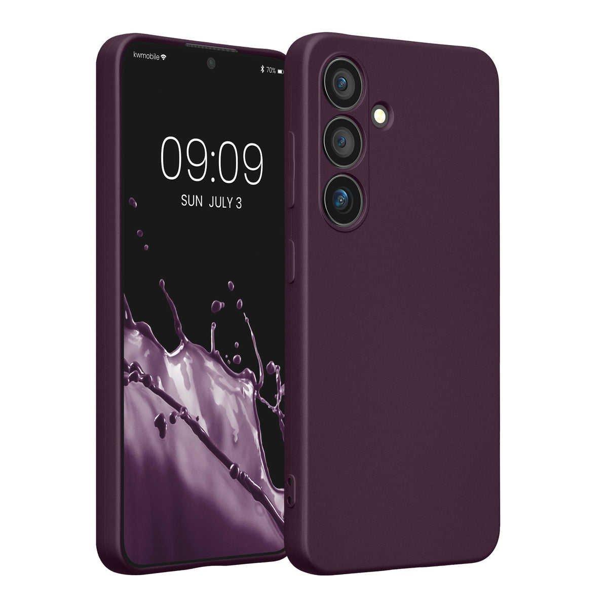 kwmobile Handyhülle für Samsung Galaxy S24 Hülle - weiche Silikon Case metallisch schimmernd - Schutzhülle Cover - Metallic Brombeere Metallic Brombeere