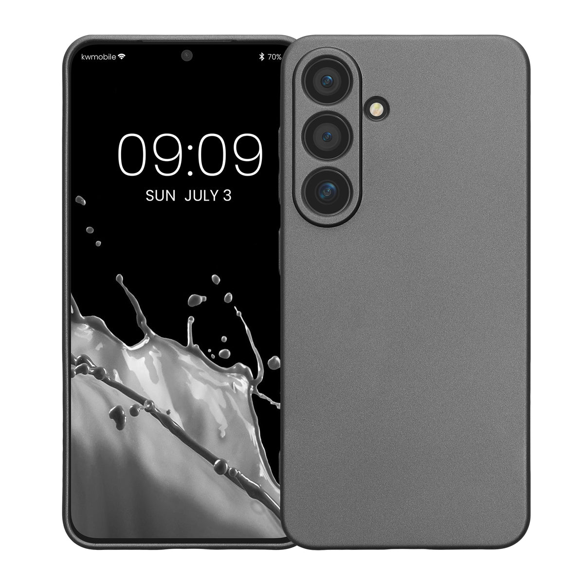 kwmobile Handyhülle für Samsung Galaxy S25 Hülle - weiche Silikon Case metallisch schimmernd - Schutzhülle Cover - Metallic Grau Metallic Grau